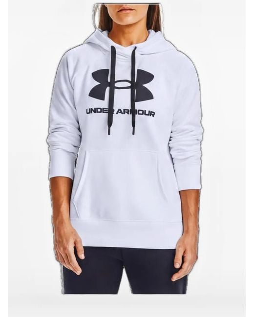 Under Armour White Rival Fleece Logo-Print Hoodie