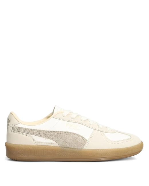 PUMA White Palermo Suede Panelled Sneakers