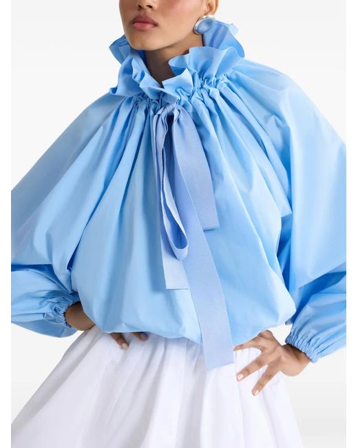 Patou Blue Ruffled Ribbon Top