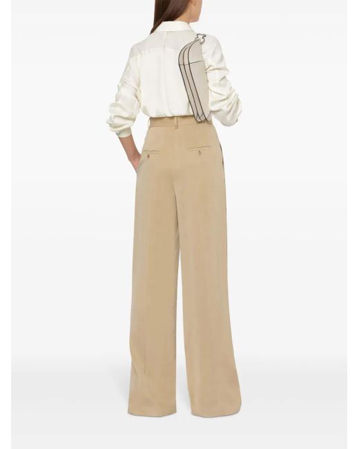 Alberta Ferretti Natural Wide-Leg Trousers