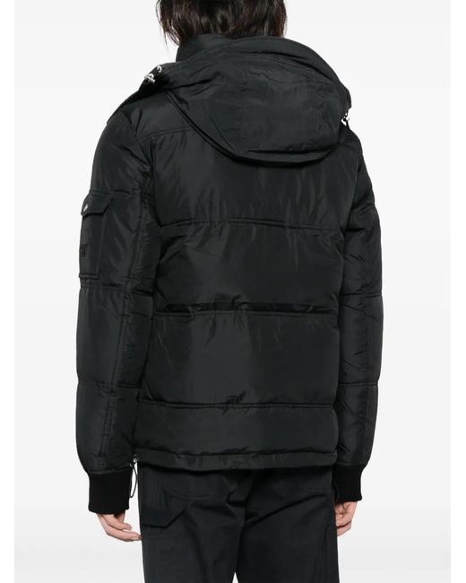 Alpha Tauri Black Hooded Padded Jacket for men