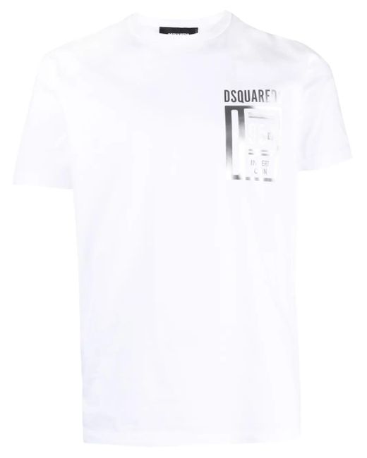 DSquared² White Logo-Print Cotton T-Shirt for men