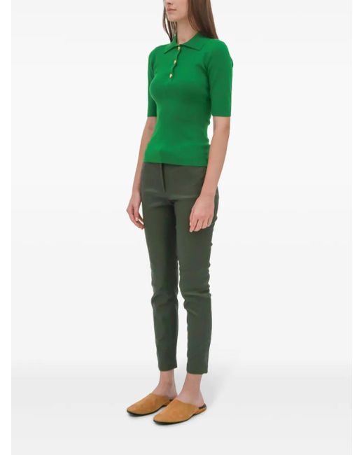 Rosetta Getty Geribbelde Polotop in het Green