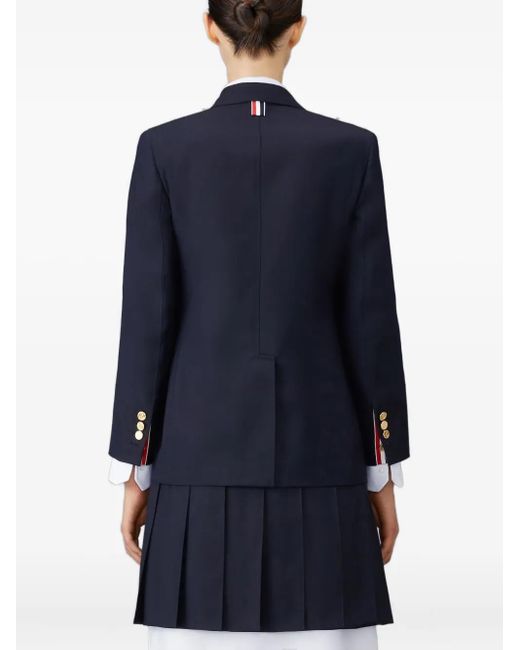 Thom Browne Blue Twill-Button Blazer