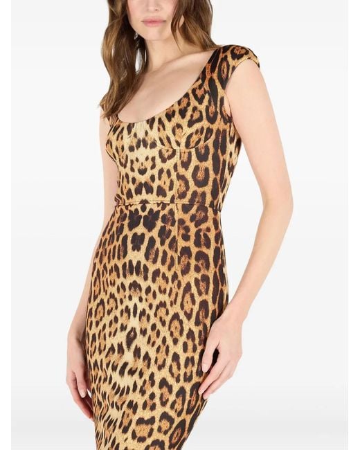 Roberto Cavalli Metallic Jaguar-Print Sleeveless Dress