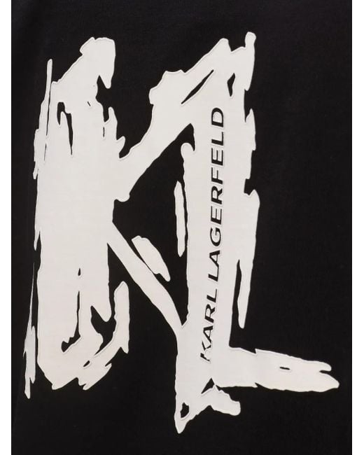 Karl Lagerfeld Black Logo-Print T-Shirt for men