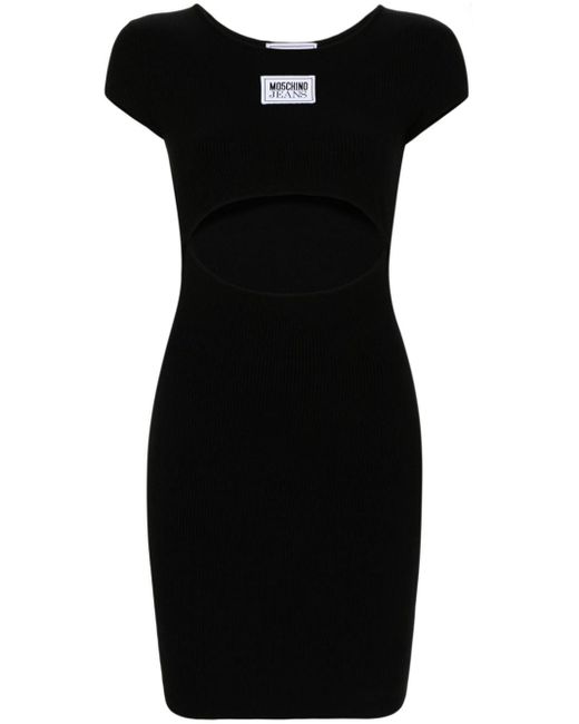 Moschino Jeans Black Cut-out Ribbed-jersey Minidress