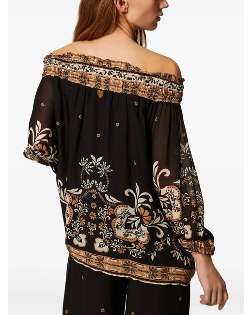 Twinset Black Printed Georgette Blouse
