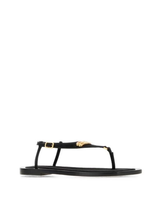 Balenciaga Black Sandales Riva À Plaque Logo