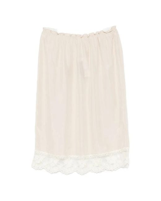 THE GARMENT White Lace-Trim Elasticated-Waistband Midi Skirt