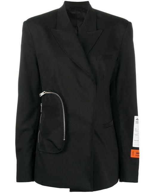 Heron Preston Black Tailored Wrap-Front Blazer