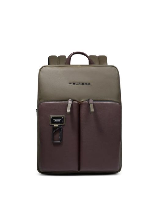 Piquadro Brown Sac À Dos En Cuir À Design Extensible for men