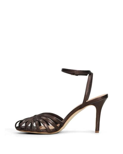 The Seller White Metallic-Effect Cage Sandals