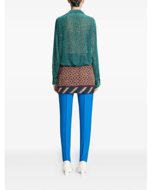 Dries Van Noten Green Gewickeltes Devoré-Hemd