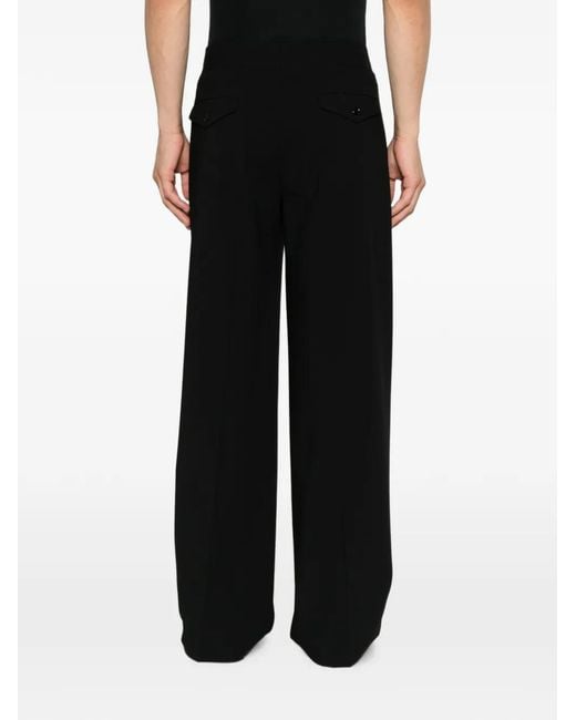 Giorgio Armani Black Pleated Wide-Leg Trousers for men