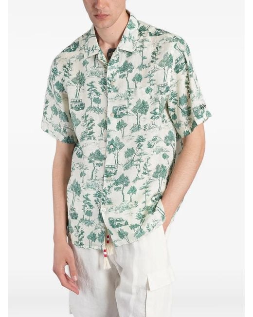 Mc2 Saint Barth Blue Graphic-Print Short-Sleeve Shirt for men