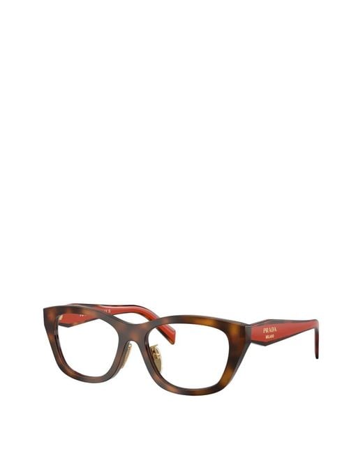 Prada Brown Geometric Frame Glasses