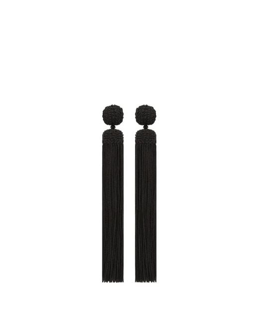 Oscar de la Renta Black Boucles D'Oreilles À Clips En Corde De Soie