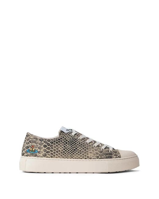 Vivienne Westwood White Plimsoll Snake-Effect Low-Top Sneakers for men