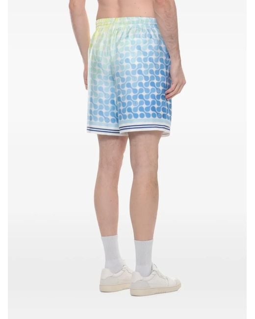 Casablanca Blue Tennis-Tile Pattern Shorts for men