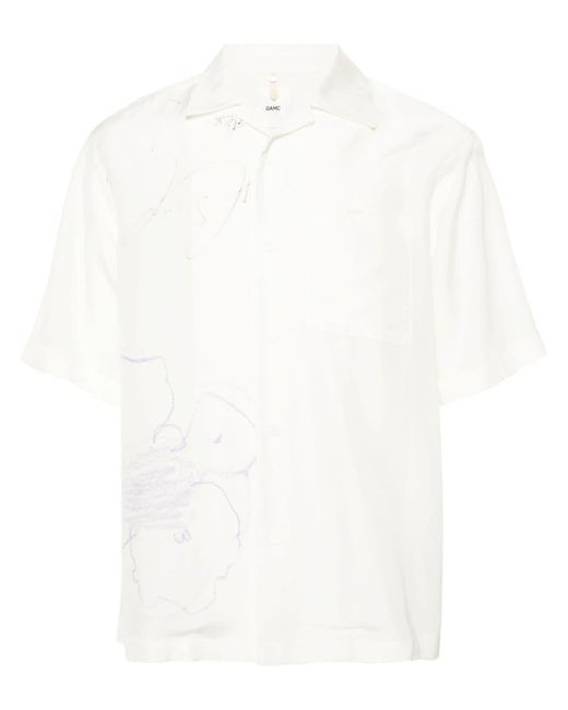 OAMC White Sketch-print Short-sleeve Shirt for men