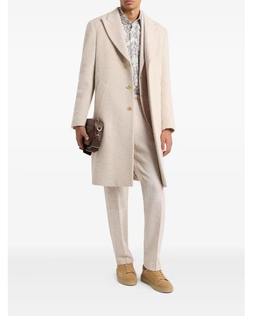 Etro Natural Wool-Blend Single-Breasted Coat for men