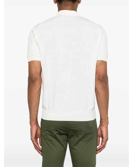 Canali White Short-Sleeve Polo Shirt for men