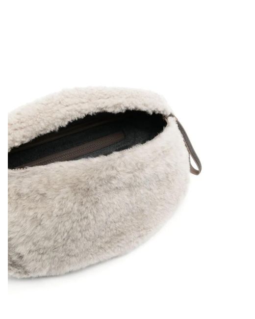 Brunello Cucinelli Gray Frosty Shearling Belt Bag