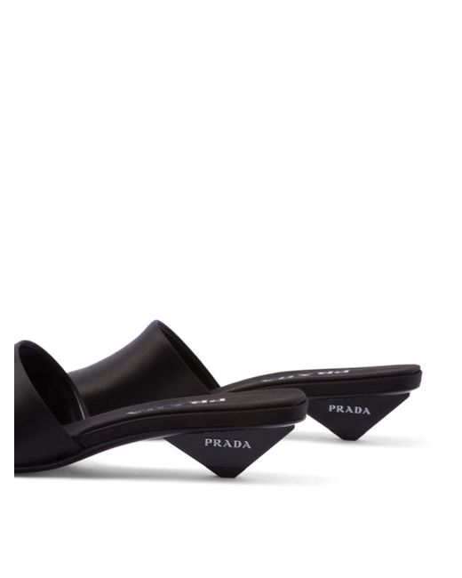 Prada Black 35mm Triangle-heel Satin Mules