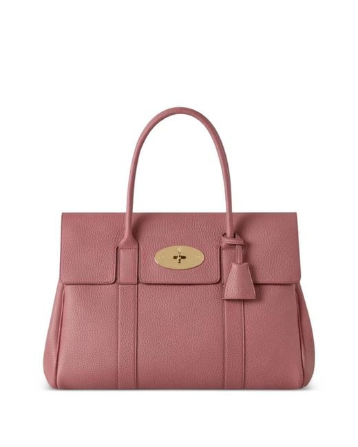 Mulberry Pink Bayswater Grained-Texture Tote Bag