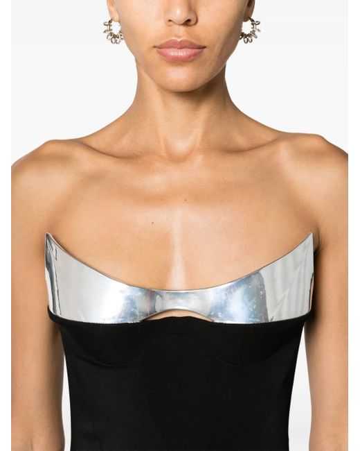 Mugler Black Structured Strapless Maxi Dress