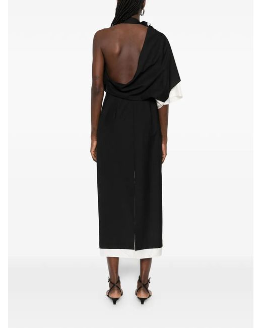 Rohe Black Draped One-Shoulder Maxi Dress