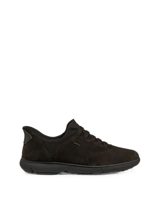 Geox Black Nebula 2.0 Suede-Finish Lace-Up Sneakers for men