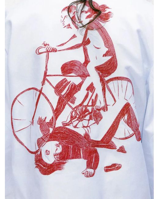 Enfants Riches Deprimes White Bicycle Print Leather Jacket for men