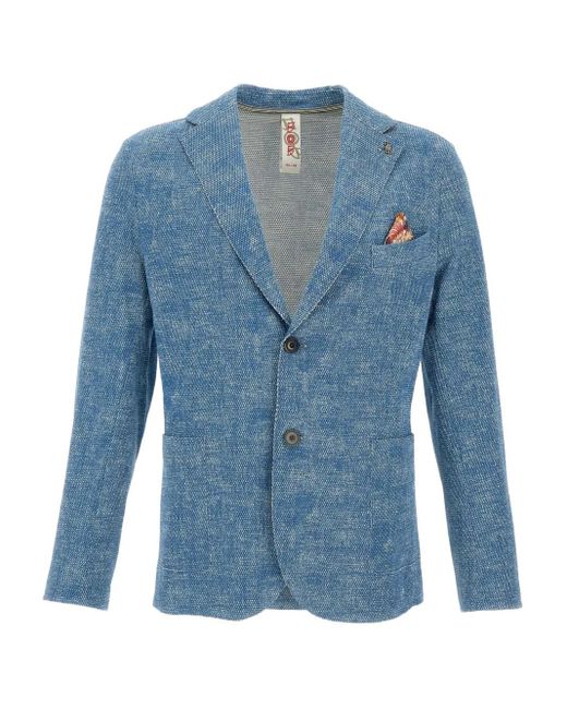 Bob Blue Textured Button-up Blazer for men