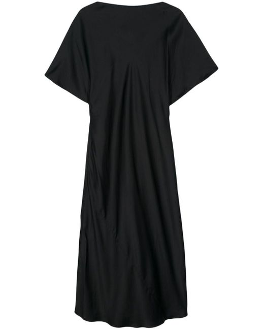 Rohe Black Boat-neck Satin Midi Dress