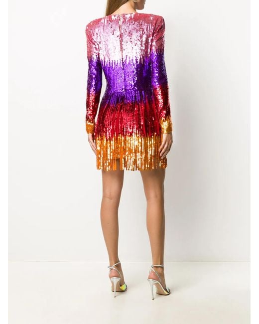 Philipp Plein Red Colour-Block Mini Dress