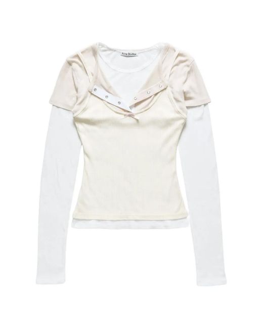 Acne White Bow-Detail Layered T-Shirt