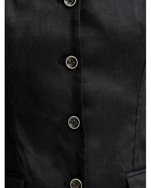 Guess Top Van Linnenblend Met Knopen in het Black
