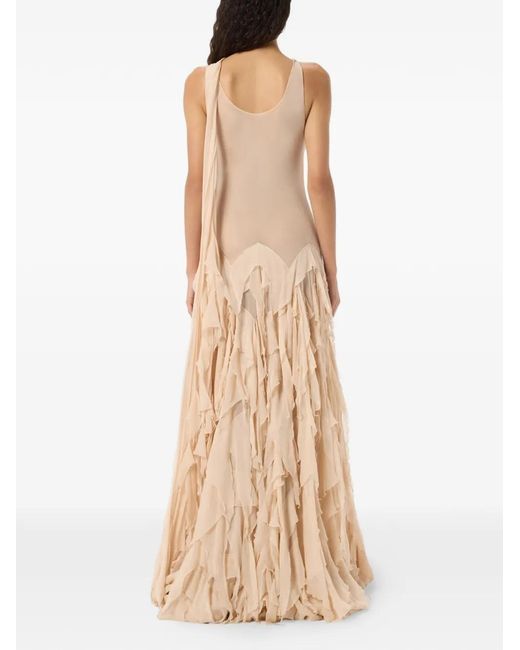 Blumarine White Ruffled Maxi Dress