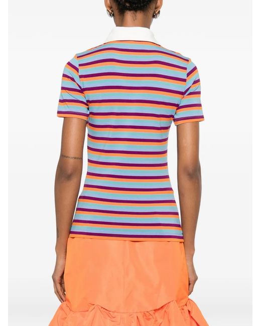 N°21 Red Striped Zip-Up Polo Top