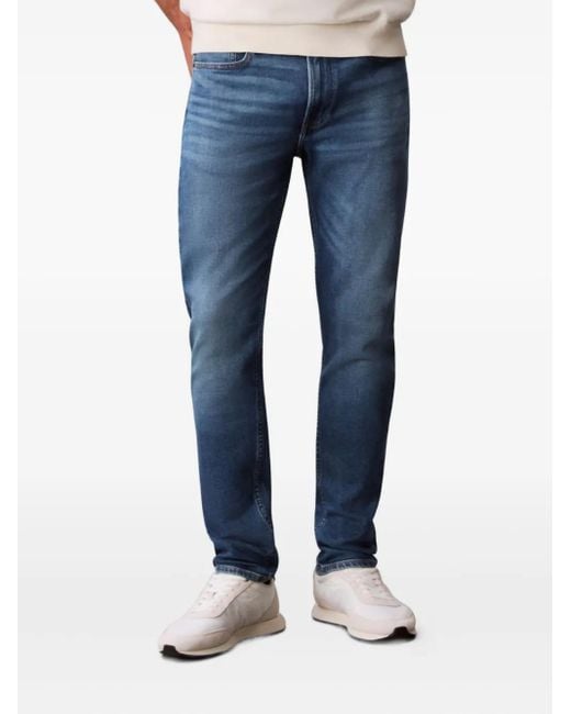 Calvin Klein Blue Contrast-Stitching Jeans for men