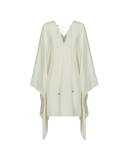 Taller Marmo White Sahara Lace-Up Kaftan Mini Dress