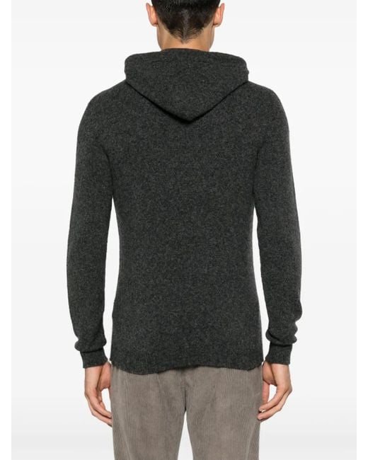Roberto Collina Black Knitted Hoodie for men