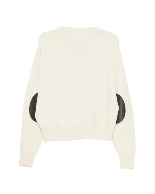 Grifoni White Marion Elbow-Patch Sweater