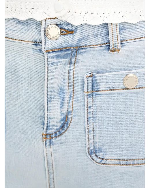 Morgan Blue Front-Pockets Button-Fastening Jeans
