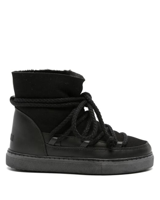 Inuikii Black Shearling-Lining Suede Ankle Boots