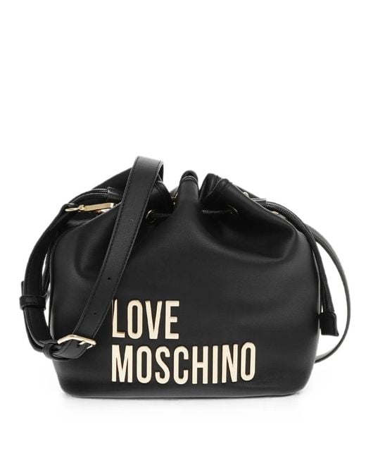 Love Moschino Black Logo-Lettering Bucket Bag