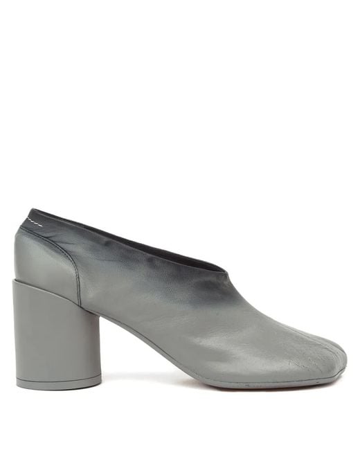 MM6 by Maison Margiela Gray Anatomic Block-Heel Pumps