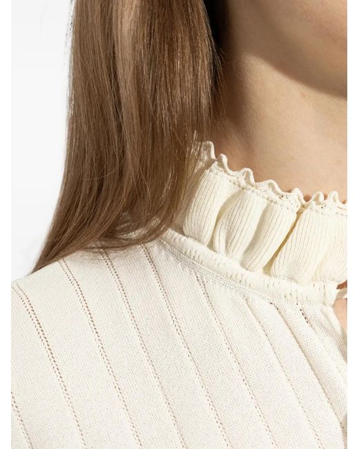 McQueen White Pointelle-Knit Top